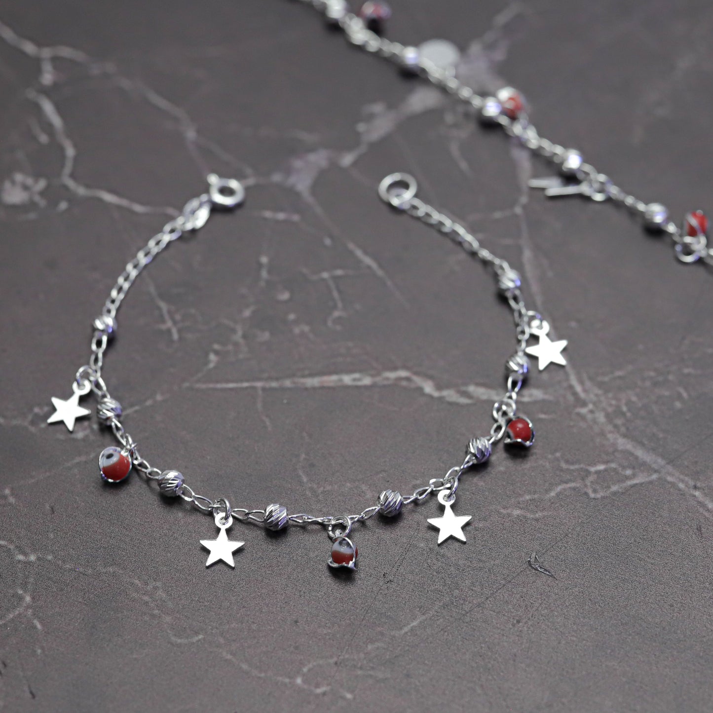 Pulsera de Estrellas c/Bola Diamantada y Ojos Turcos