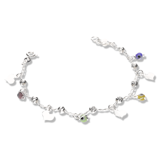 Pulsera con Corazones y Ojos Turcos