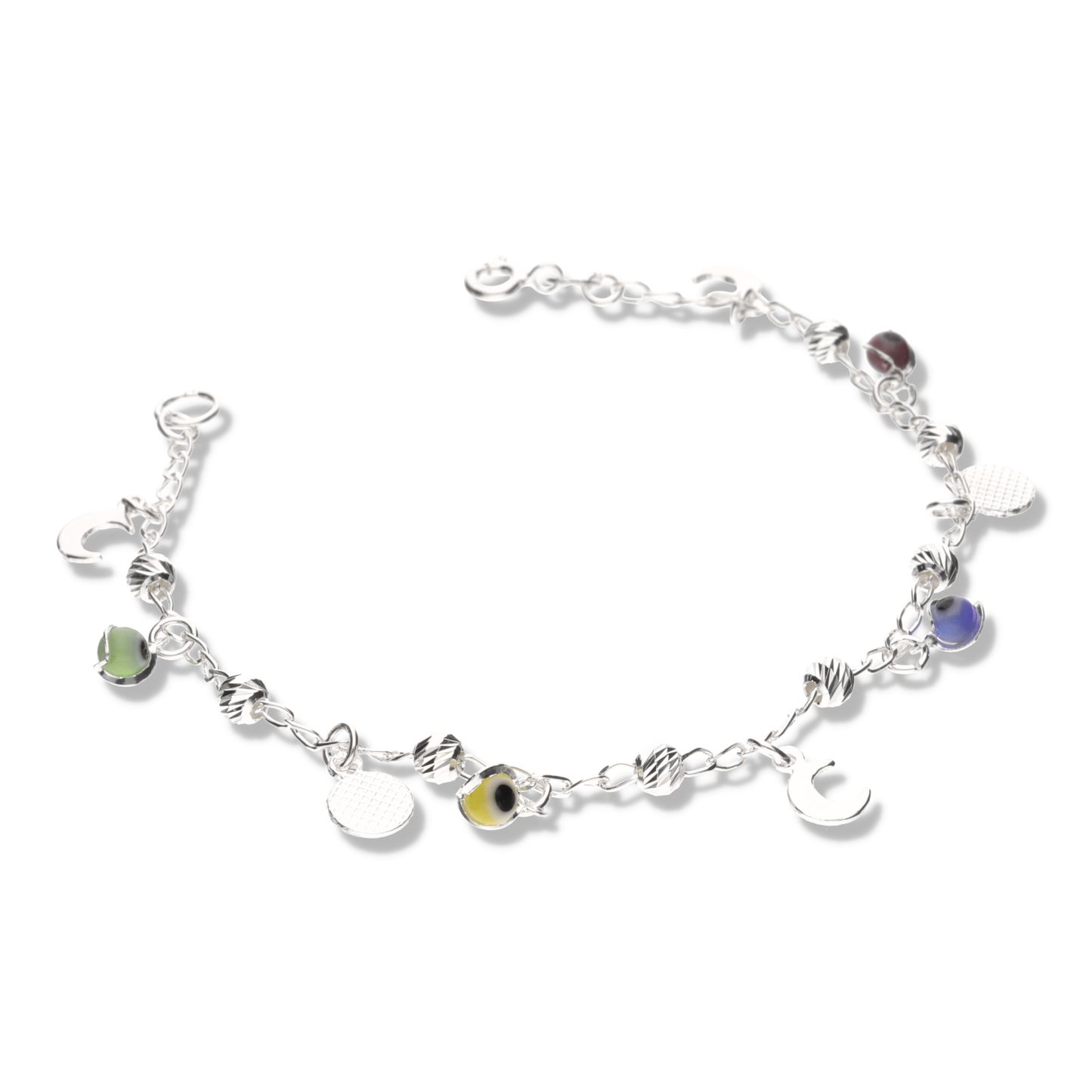 Pulsera de Lunas c/Bola Diamantada y Ojos Turcos